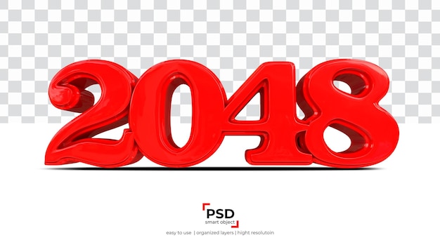 2048 representación 3d aislada sobre fondo transparente lista para usar