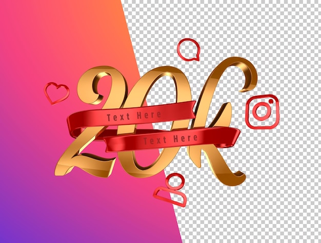 PSD 20k 3d für instagram-follower