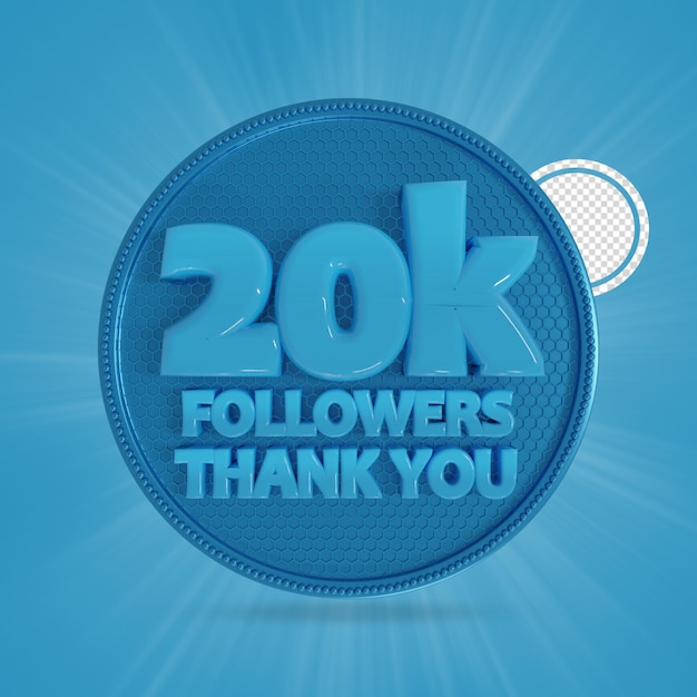 20k Follower 3D-Renderings isoliert