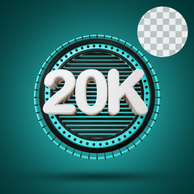 20k numérico con escenario 3d rendering