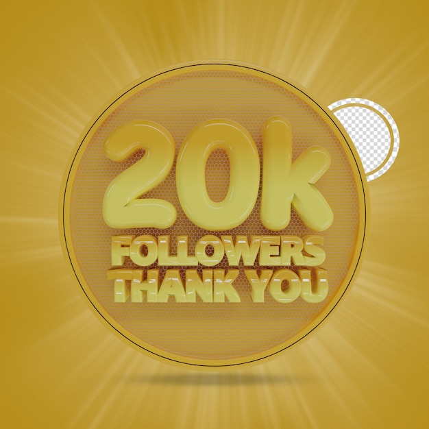 20k seguidores render 3d aislado