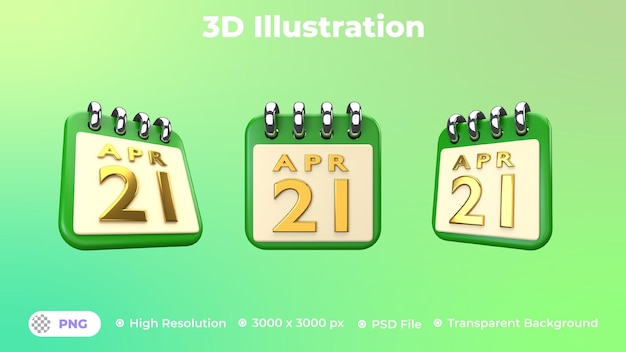 21 de abril Colección de ilustraciones 3d