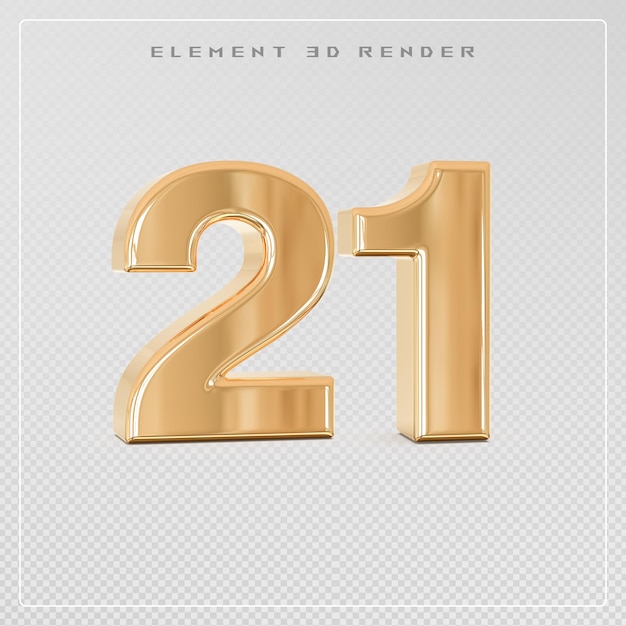 21 number golden 3d render