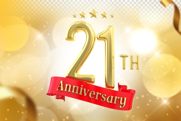 21o aniversario de la bandera de oro en 3D