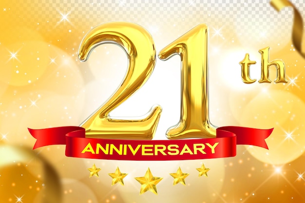 21o aniversario de la bandera de oro en 3D