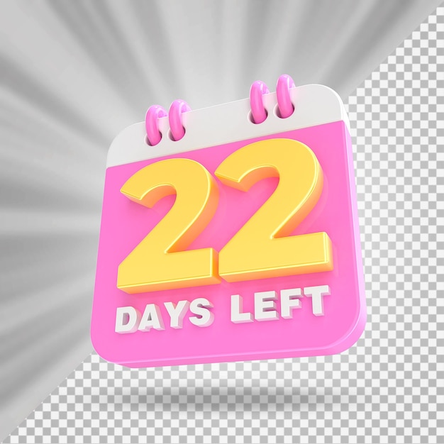 22 días restantes calendario 3d