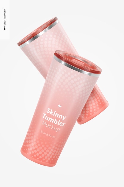 22 oz Skinny Tumblers Mockup, schwimmend