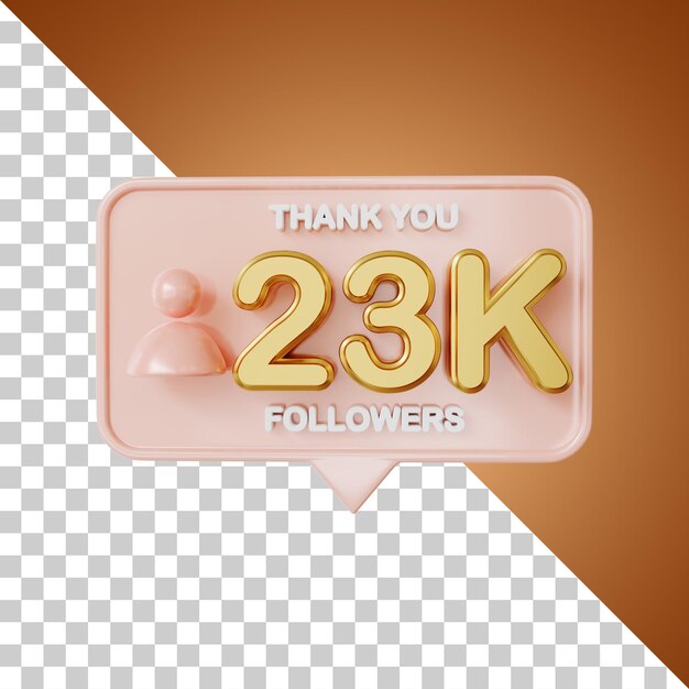 23.000 Follower Gold 3D-Rendering