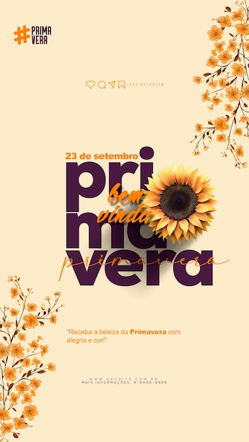 PSD 23 de setembro bem vinda primavera template mídia social