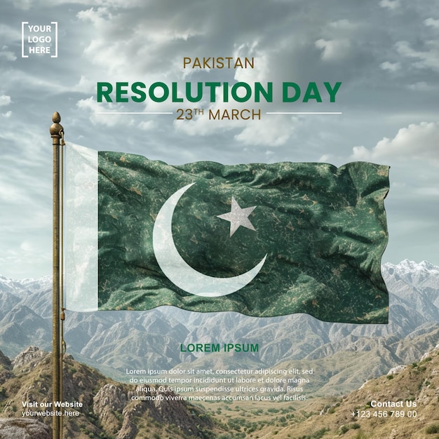 PSD 23 märz youm e pakistan pakistan resolution kreative social-media-banner-vorlage