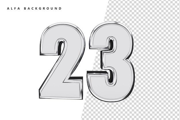 23 nombre d'argent avec rendu 3d