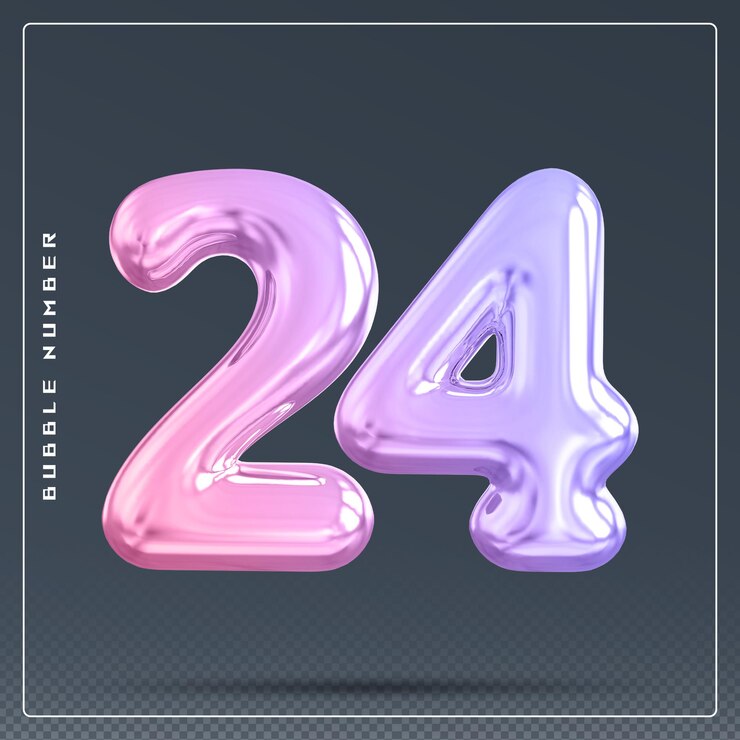 PSD 24 gradiente de bolha de número renderização 3d