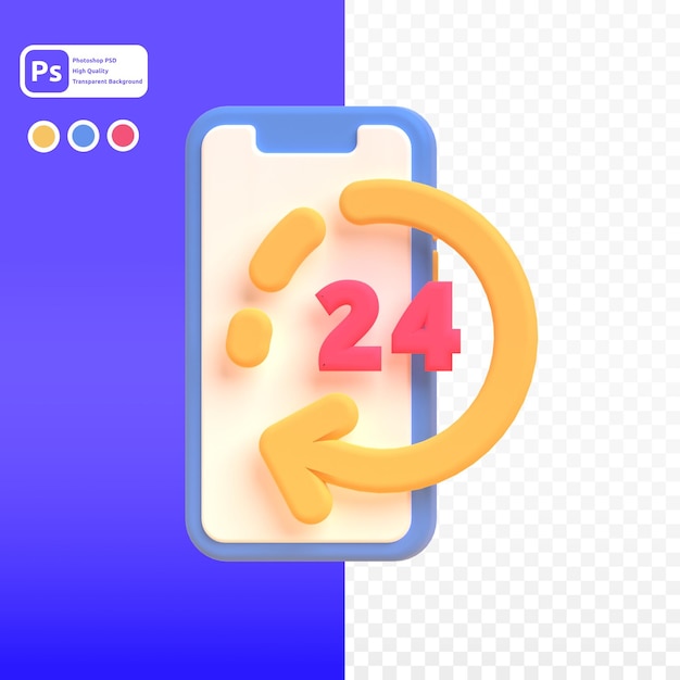 PSD 24 heures en rendu 3d pour la présentation web d'actifs graphiques ou autre