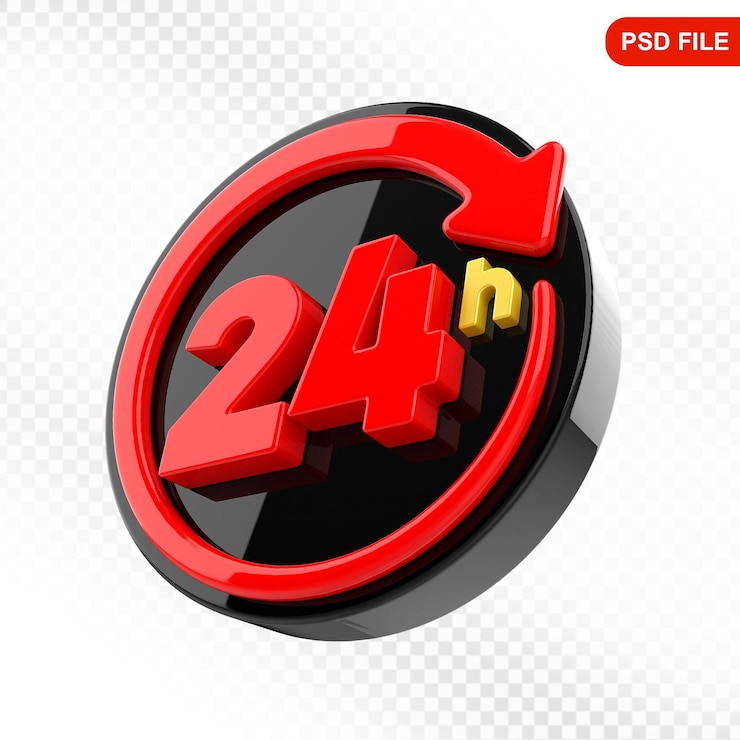 PSD 24 horas de servicio icono 3d