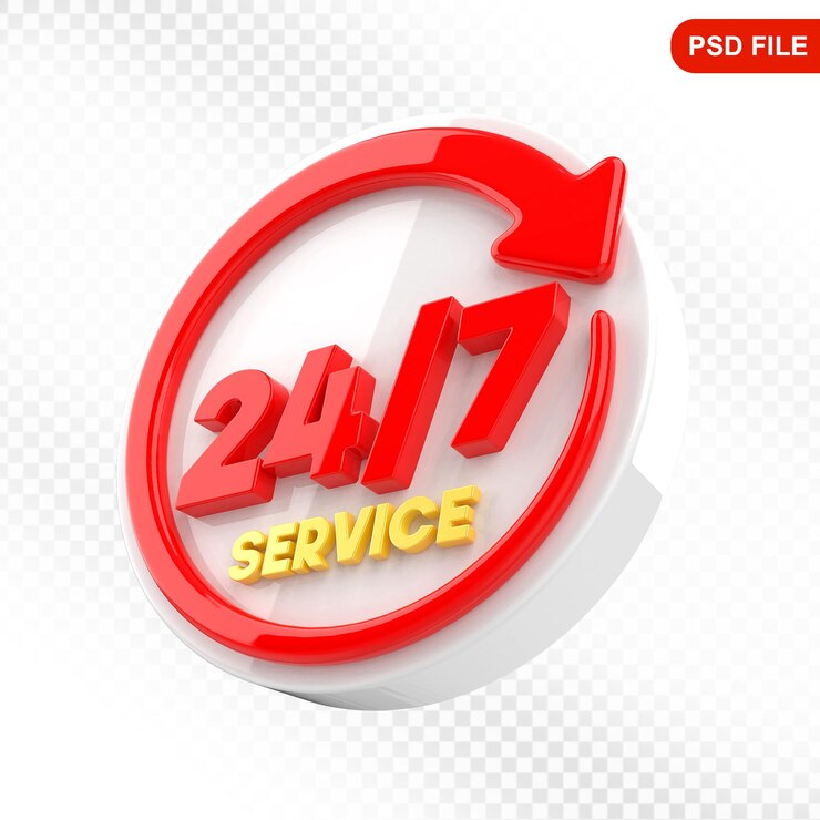 PSD 24 horas de servicio icono 3d