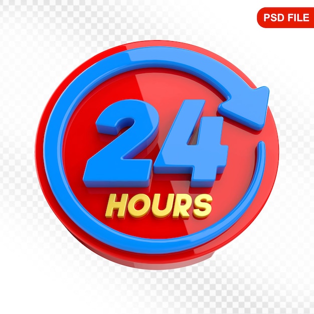 24 horas de servicio icono 3d