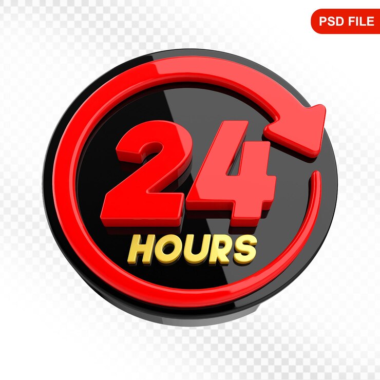 PSD 24 horas de servicio icono 3d