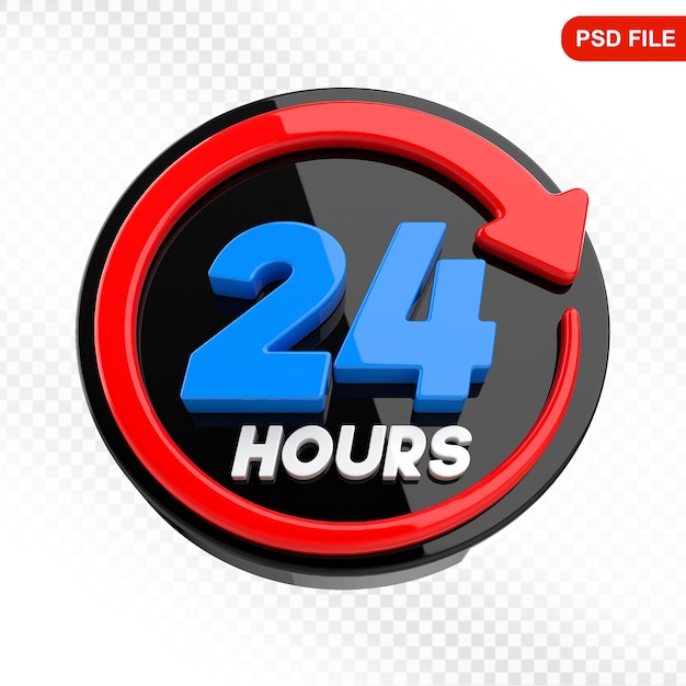 24 horas de servicio icono 3d