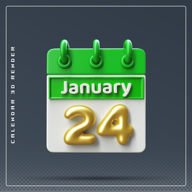 24. Januar Kalendersymbol 3D-Rendering