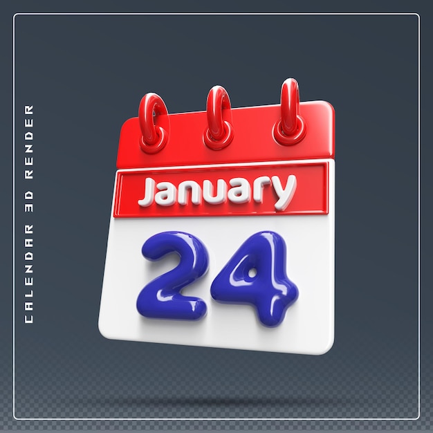 24. Januar Kalendersymbol 3D-Rendering