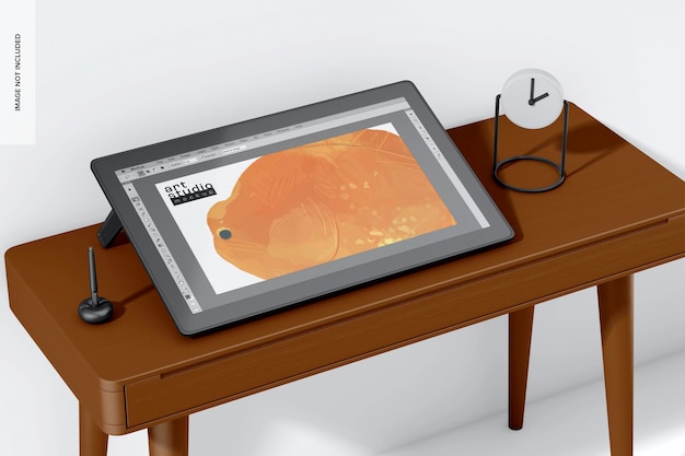 24 Zoll Zeichentisch Mockup auf dem Schreibtisch