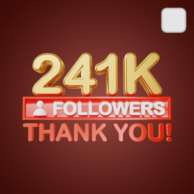 241K Follower Gold 3D-Illustration