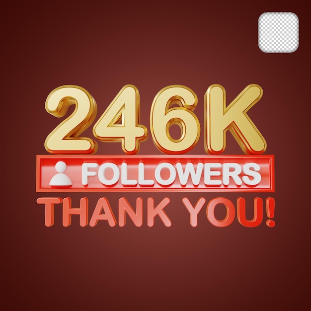 246K Follower Gold 3D-Illustration