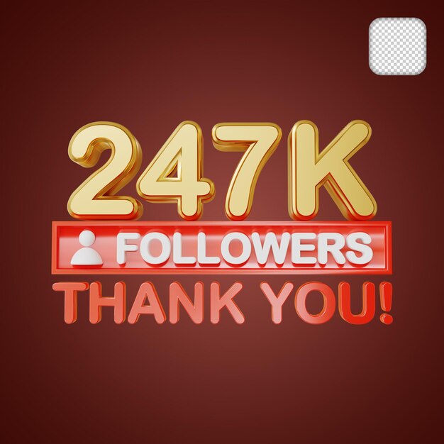247K Follower Gold 3D-Illustration