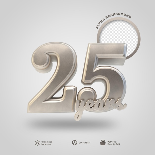 PSD 25º aniversário de renderização em 3d