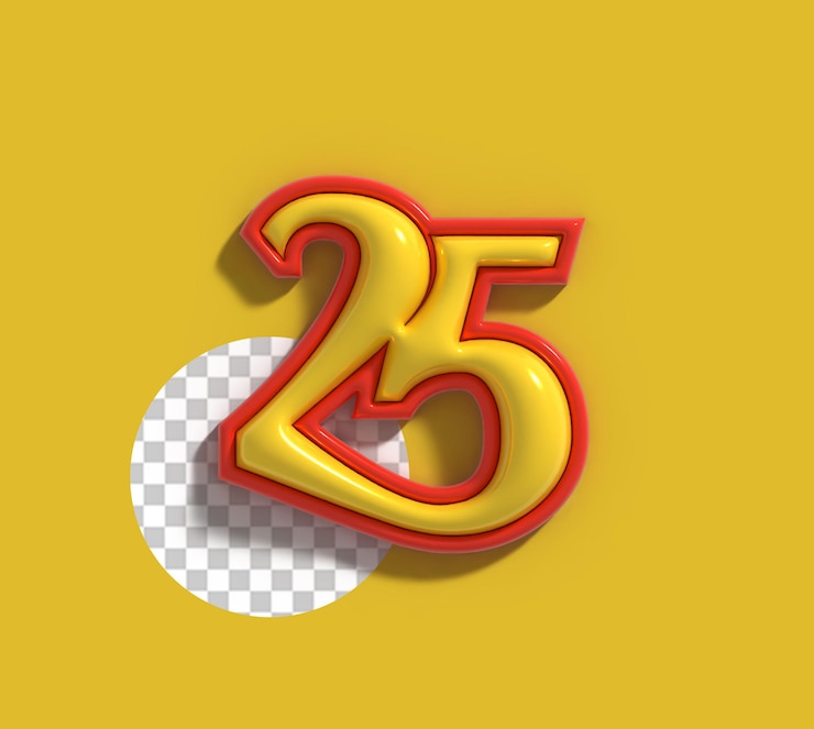 PSD 25 años aniversario letras arte lineal 3d diseño de fuente psd transparente