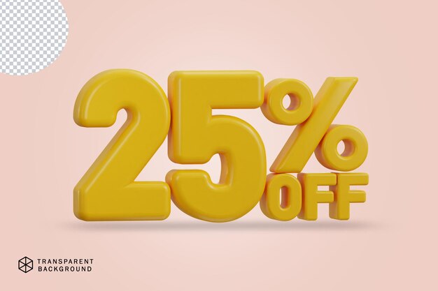 25 por ciento de descuento en color tipografía 3D
