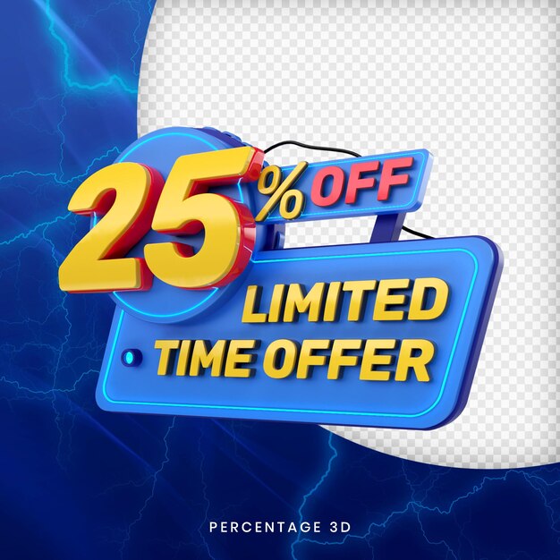 25 por ciento de descuento en oferta por tiempo limitado 3D