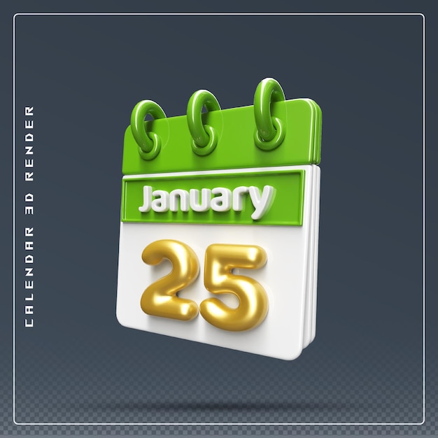 25 de janeiro icon de calendário 3d render