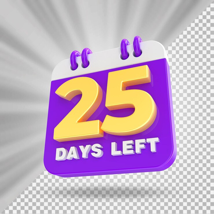 PSD 25 días restantes calendario 3d