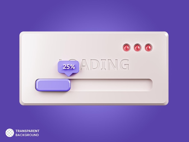 25 Fortschritt des Ladebalkensymbols 3D-Rendering