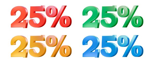 25 ilustración 3d símbolo por ciento venta colorida descuento gráfico png