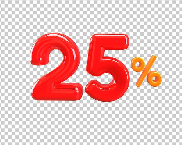 25 percentuale di vendita rossa icona 3d