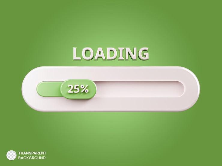 PSD 25 progress of loading bar icon 3d render