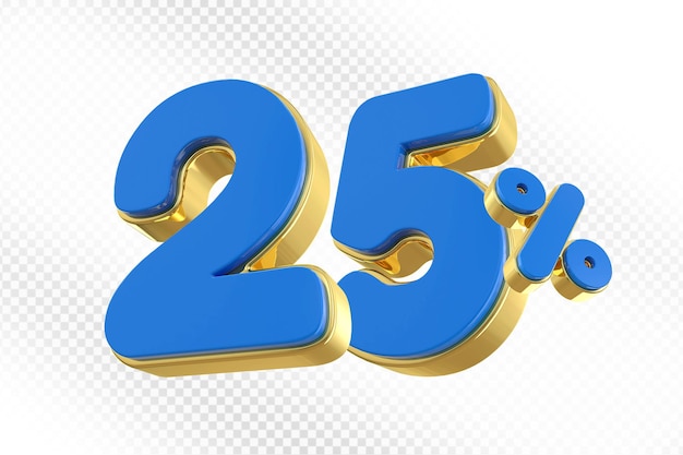 25 Prozent blaues Angebot in 3D
