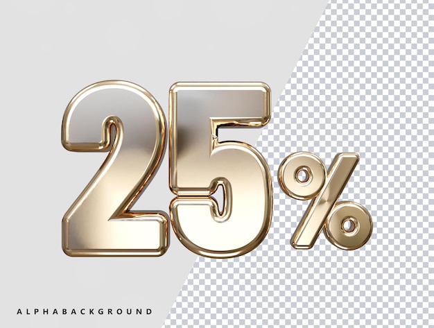 25 Prozent Rabatt auf Vektortext-Effekte 3D-Rendering Gold