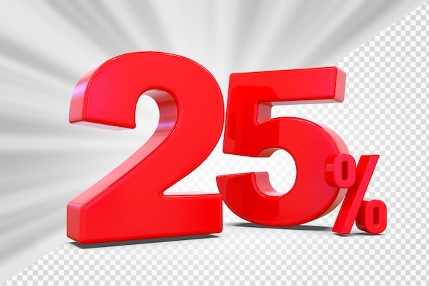 25 Prozent rotes Angebot in 3D