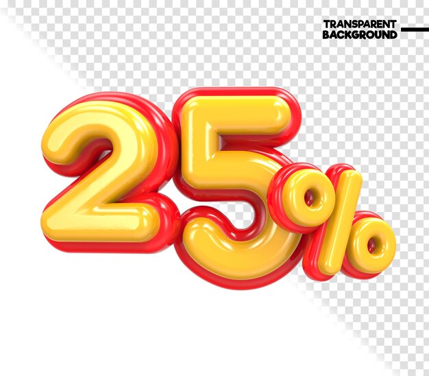 25 testo 3D rosso e giallo