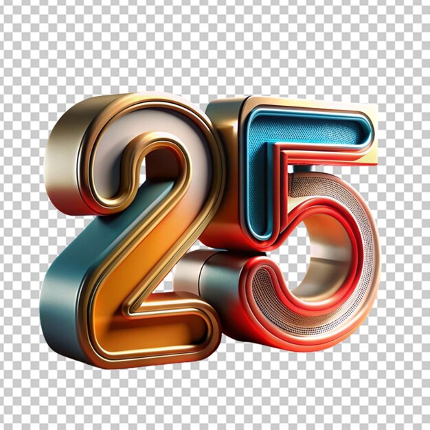 25 Texte élégant Texte 2025 Nouvelle Année Fond Transparent PSD Premium