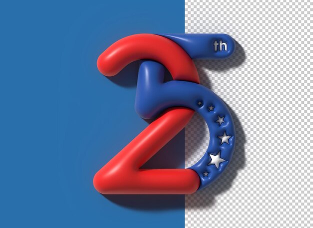 PSD 25 veinticinco número 3d ilustración diseño