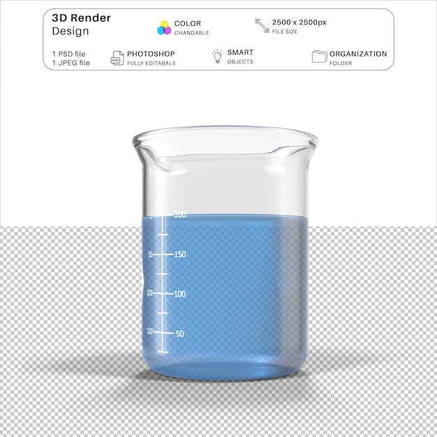 250 ml Beaker 3D Modeling Arquivo PSD