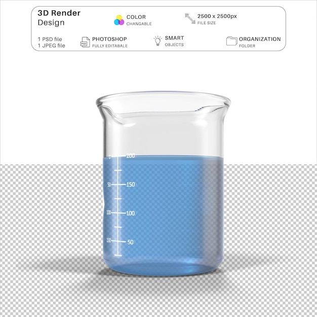 PSD 250 ml beaker 3d modeling arquivo psd