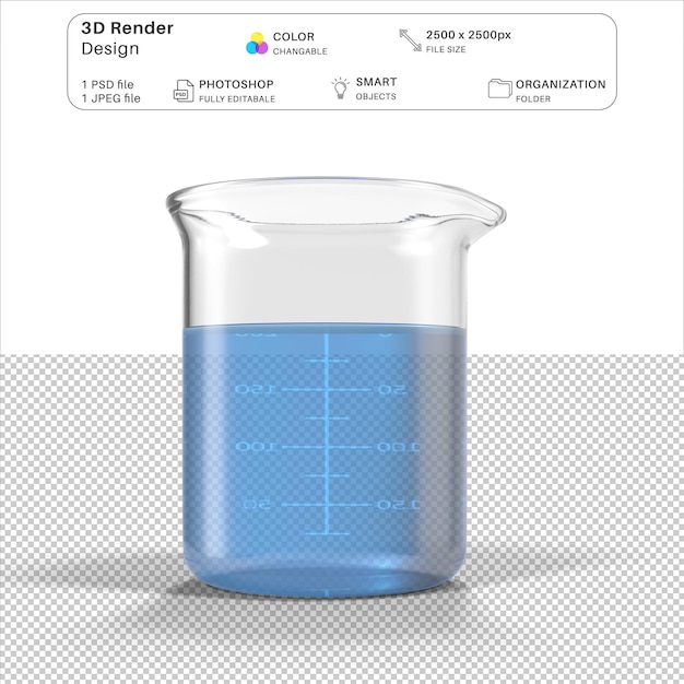 250 ml Beaker 3D Modeling File PSD