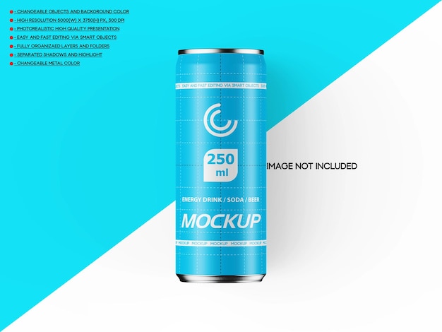 250 ml energy drink soda beer can mockup n12