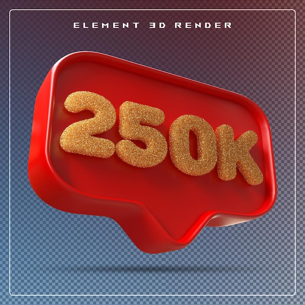 250k follower numero rosso abbonarsi icona 3d