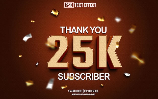 25k follower testo effetto font tipografia modificabile testo 3D
